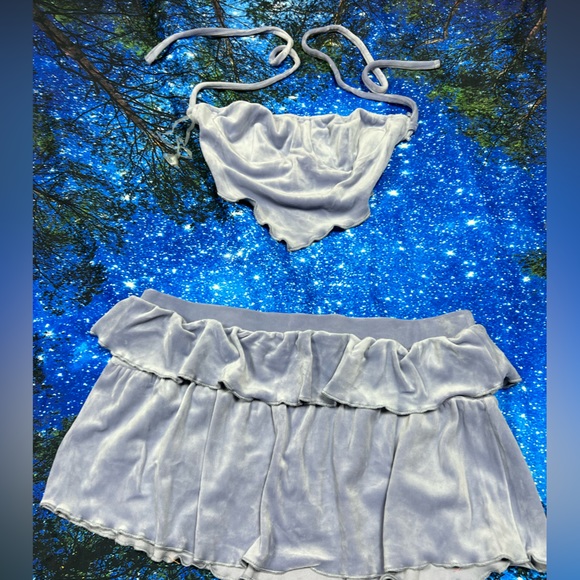 NWT Dolls Kill New Pink Lavender Can't Even Crop Top Skirt Set Size L Purple - Picture 1 of 9